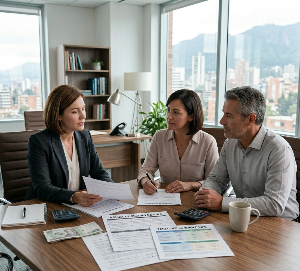 Couple meeting with an advisor to review life insurance coverage options