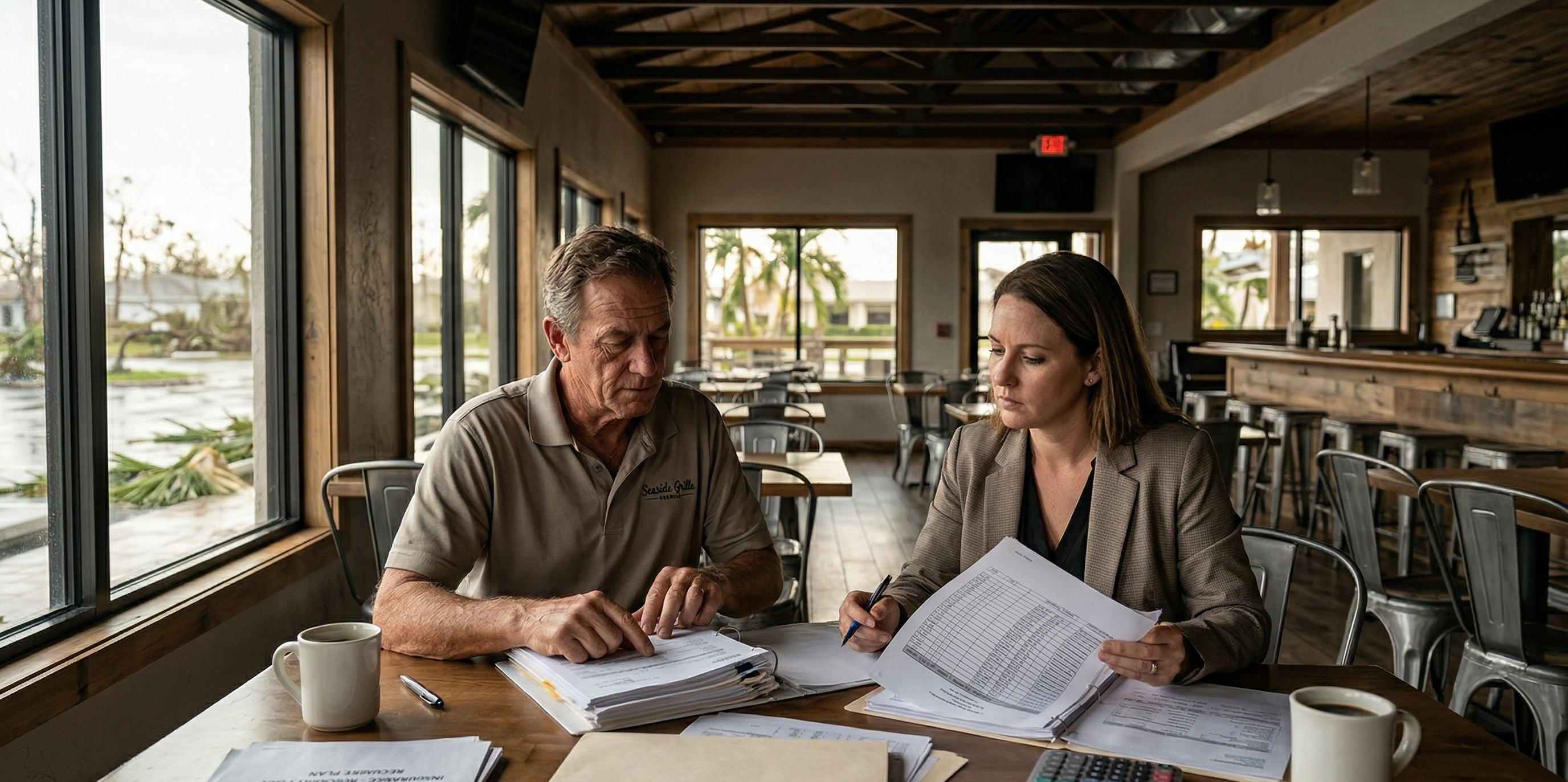 Restaurant owner reviewing costs, staffing, and insurance documents to understand why restaurant businesses fail in Florida