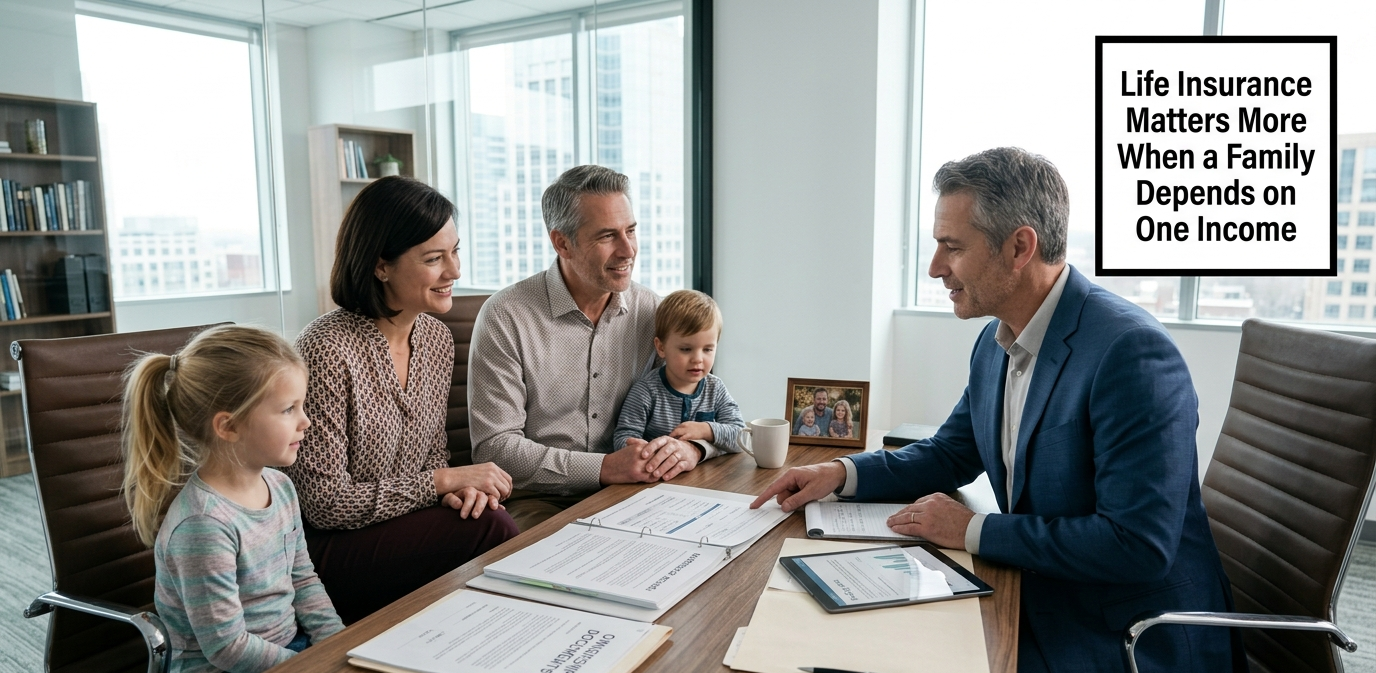 Family discussing life insurance options with an advisor